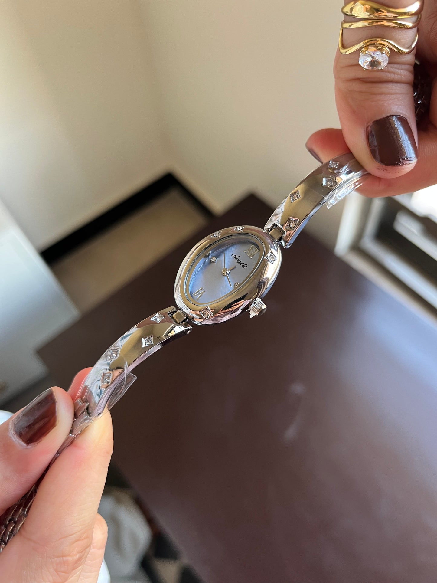 Oval Gleem Blue Dial Watch