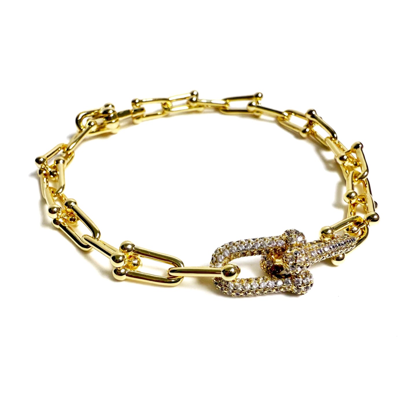 Studded Link Gold Chain Bracelet