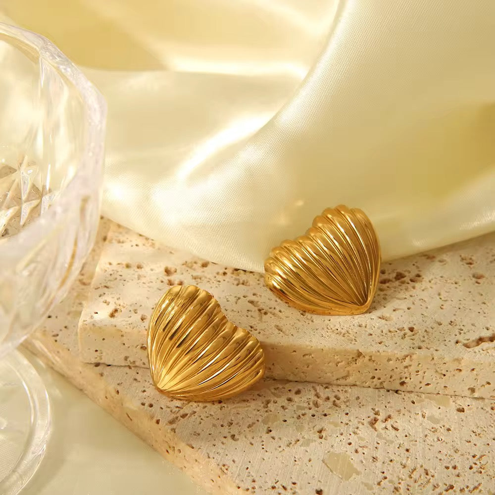 STRIPPED HEART EARRINGS