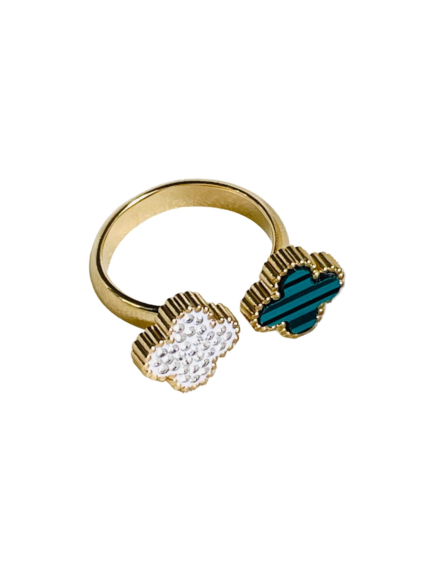 Crystal Diamantes Green Clovie Ring