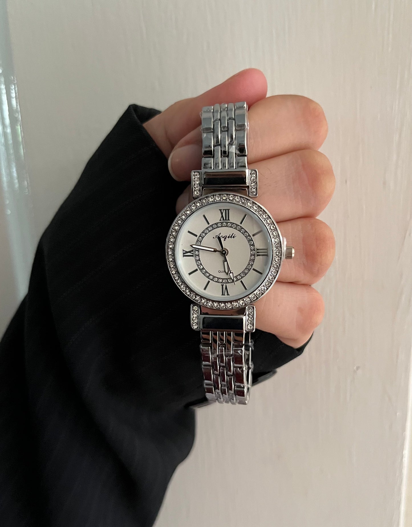 SILVER X WHITE ZIRCON WATCH
