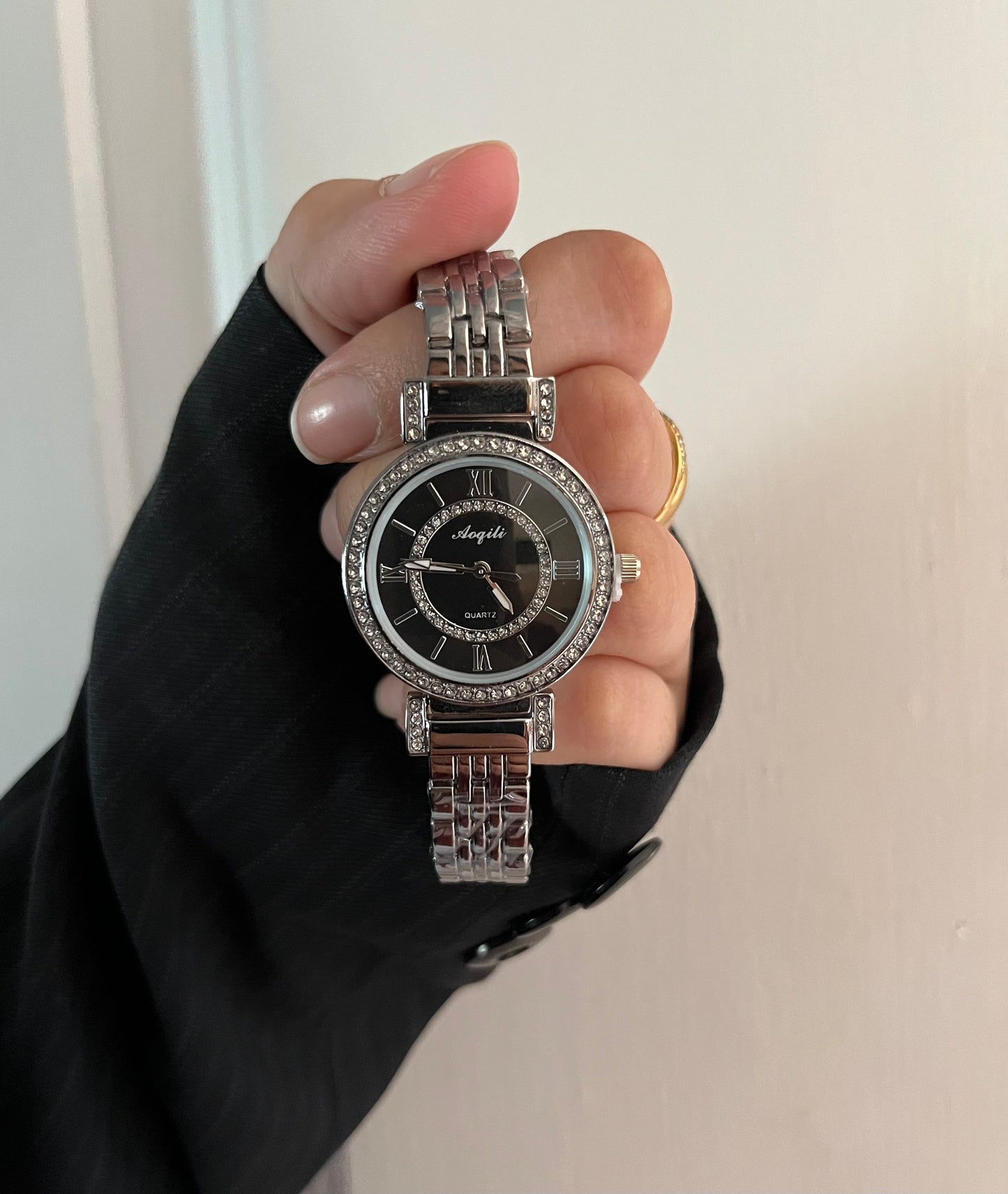 SILVER X BLACK ZIRCON WATCH