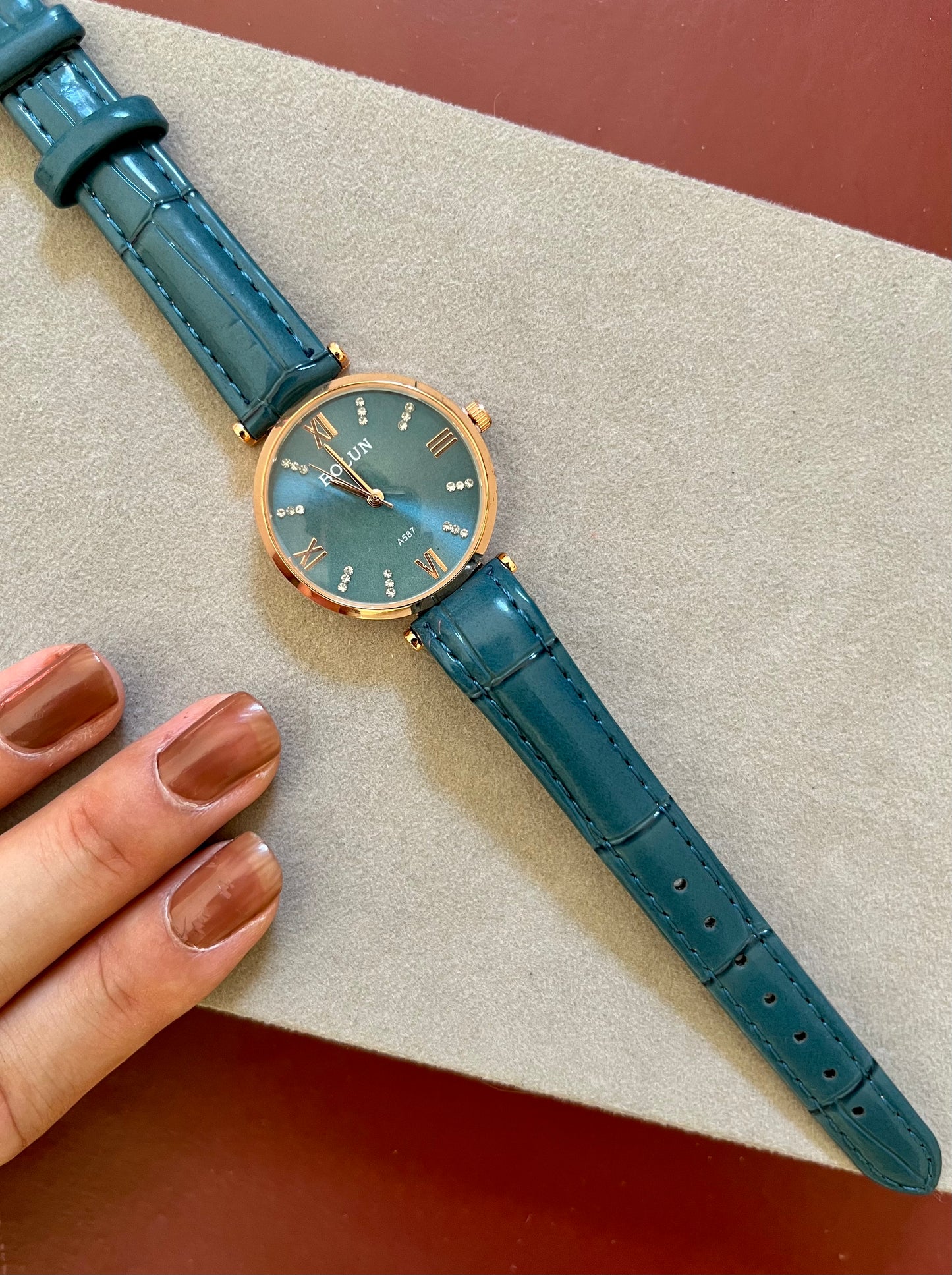 TEAL TIMEPIECE-Leather Strap