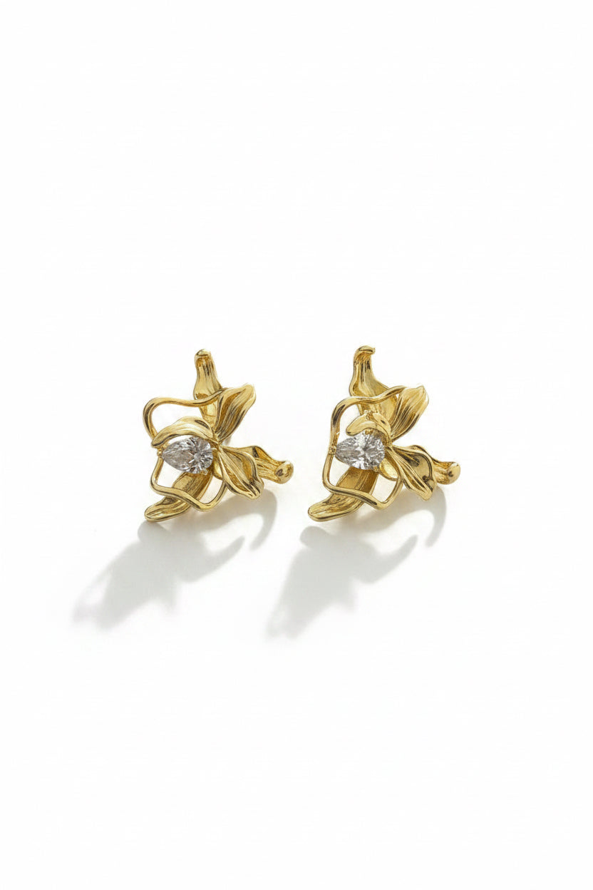 PETITE LOTUS EARRINGS-14k