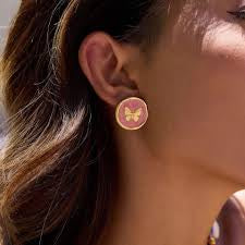 Pink Aura Butterfly Studs