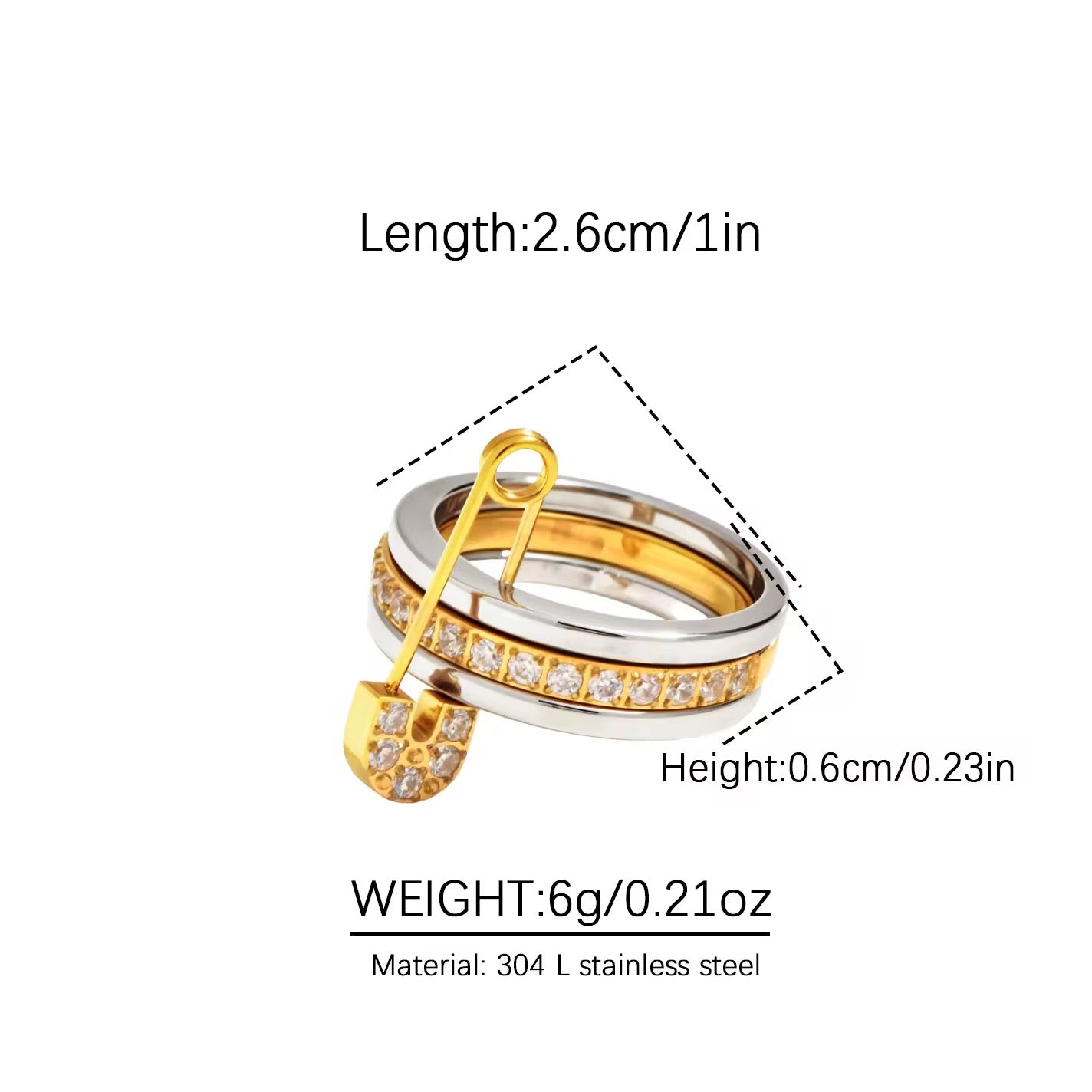 PINNED WITH DIAMONDS STACK RING-18k