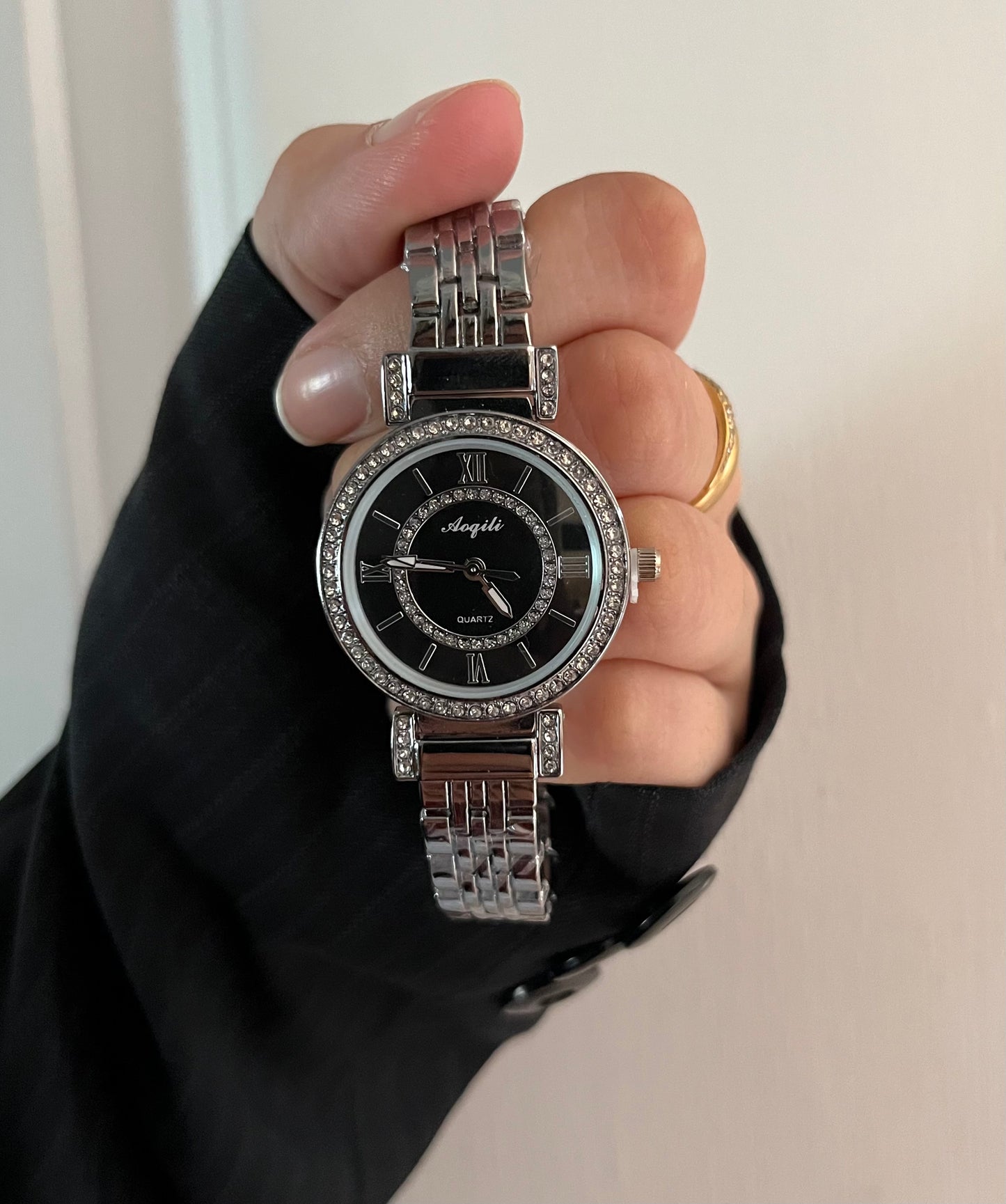 SILVER X BLACK ZIRCON WATCH