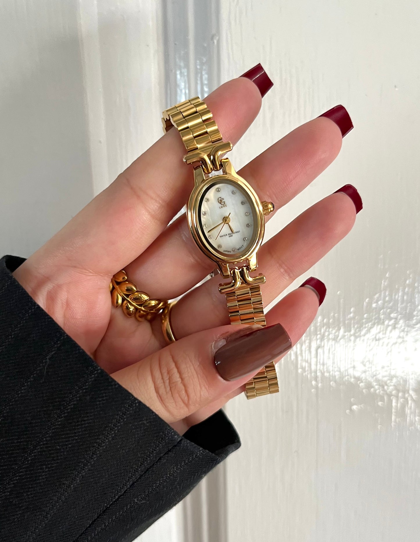 GOLD X WHITE DIAL WATCH WATER RESISTANT