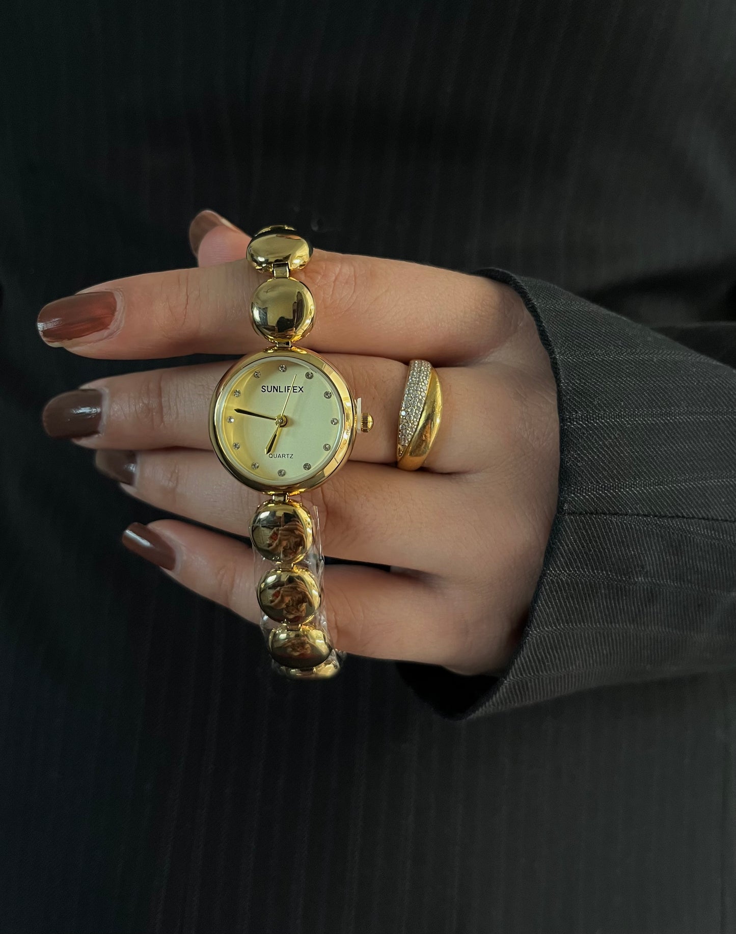 HOURIA RHINESTONES WATCH-Gold Dial
