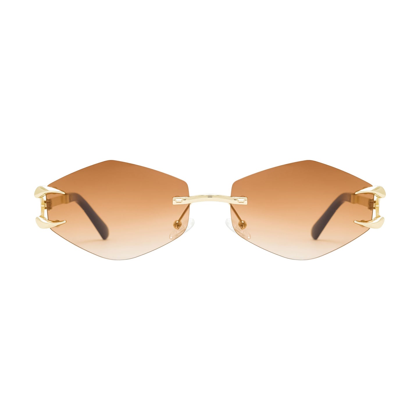 UNIQUE RIMLESS HEXAGON SHADES-Brown Lens