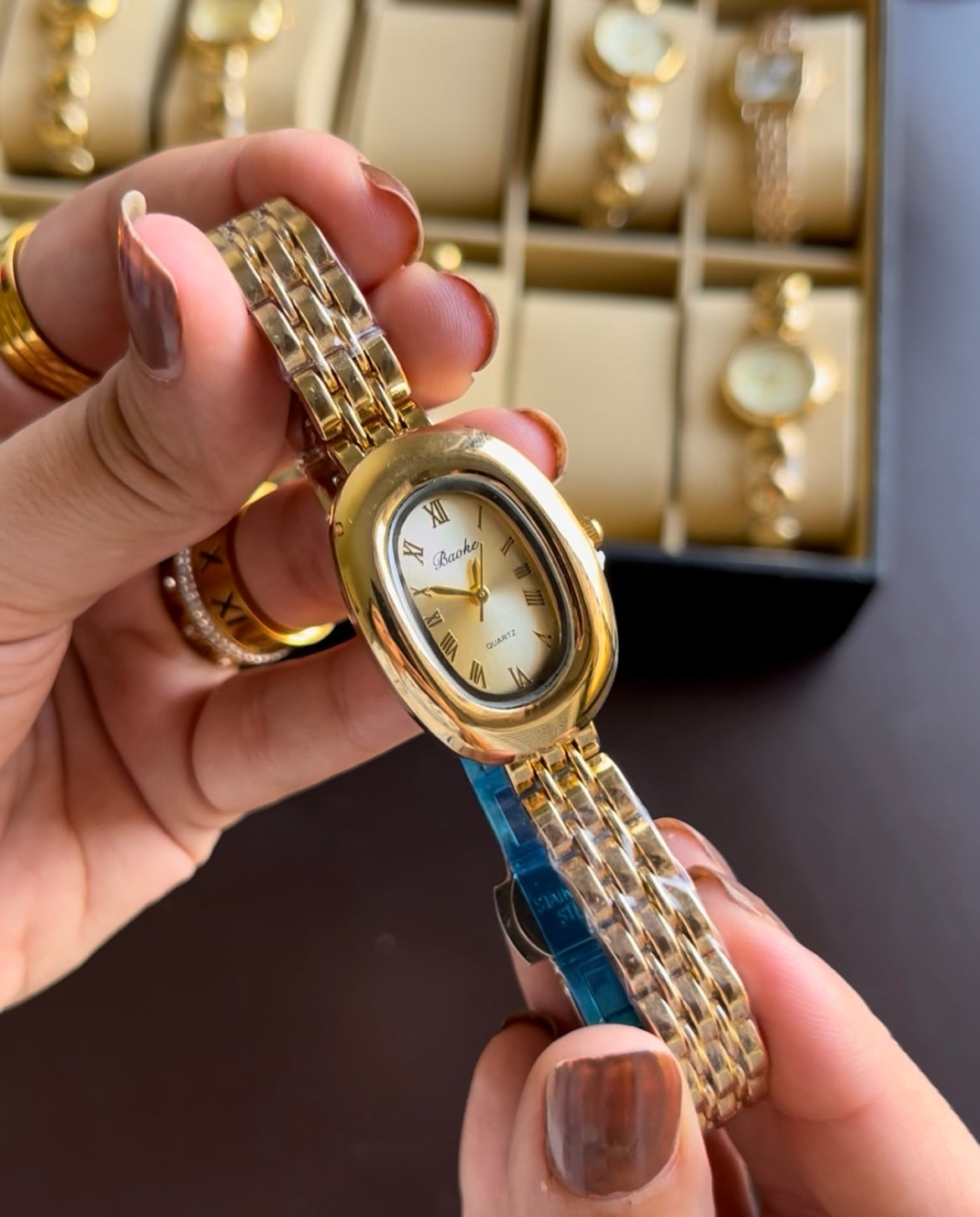 Two Tone Golden Merlot Watch