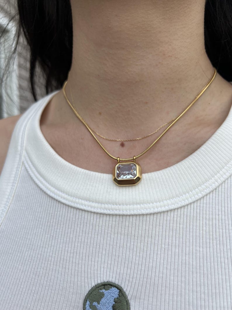 Bling Square Stone Necklace