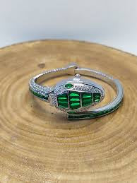 Snake Coil Cuff Watch-Emerald