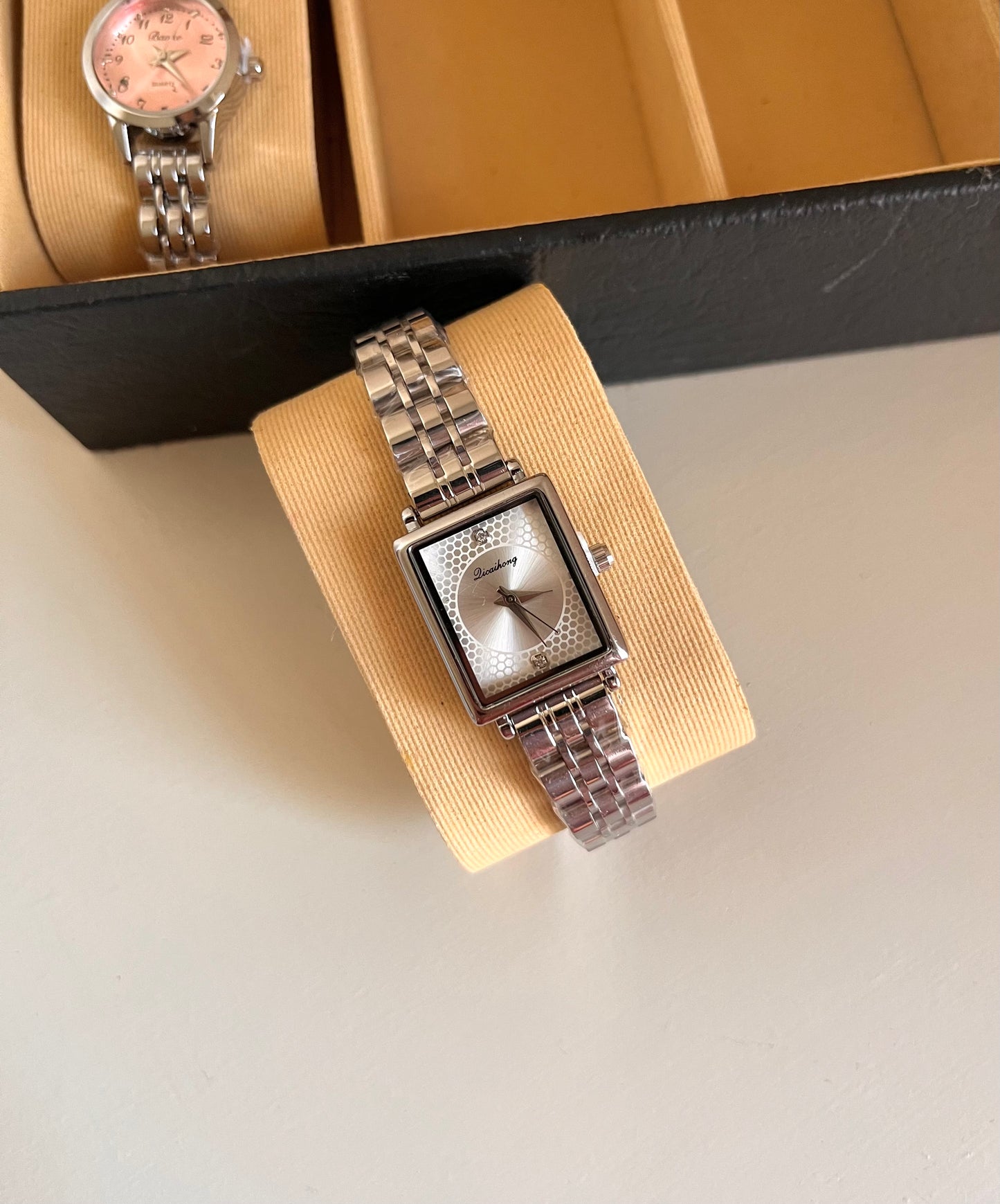 ZEVIA CRYSTAL STUDDED WATCH-Silver Dial