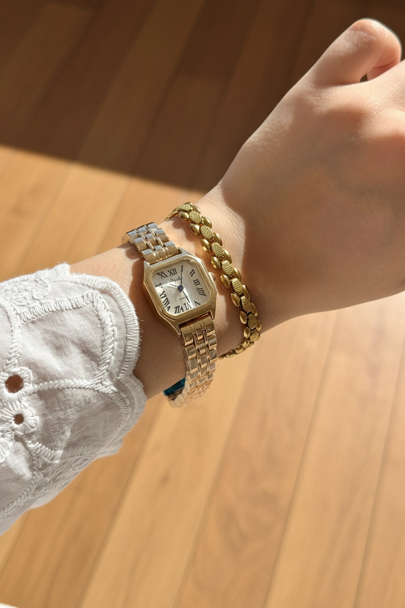 ISABELLA SQUARE LUXURY WATCH-White Dial
