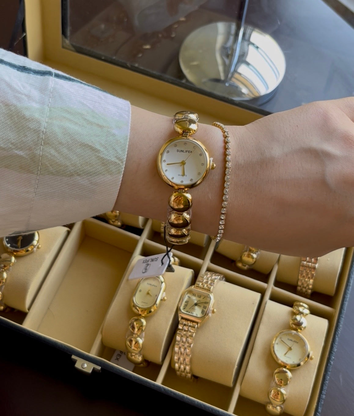 HOURIA RHINESTONES WATCH-White Dial