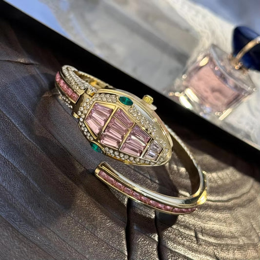 Snake Coil Cuff Watch-Pink