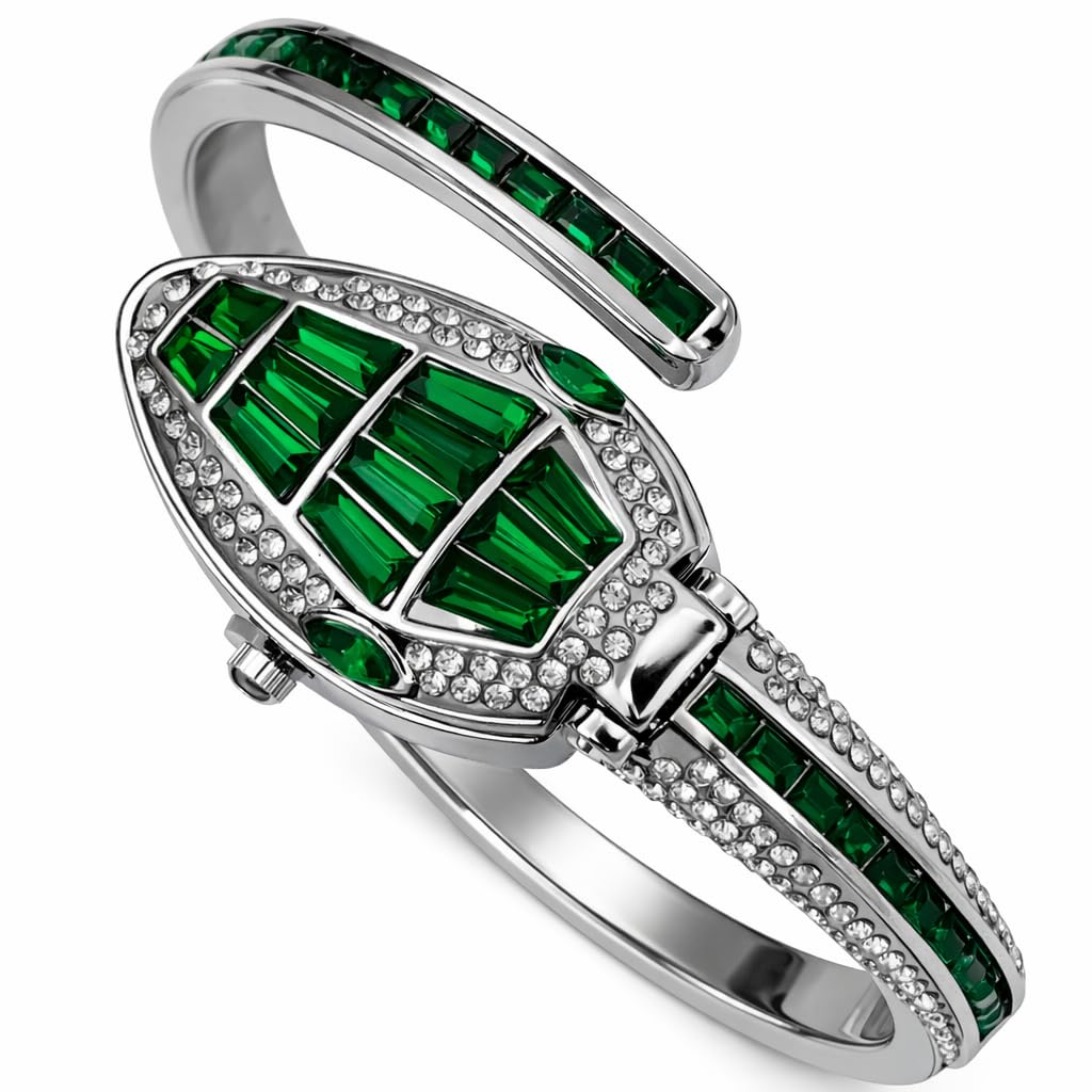 Snake Coil Cuff Watch-Emerald
