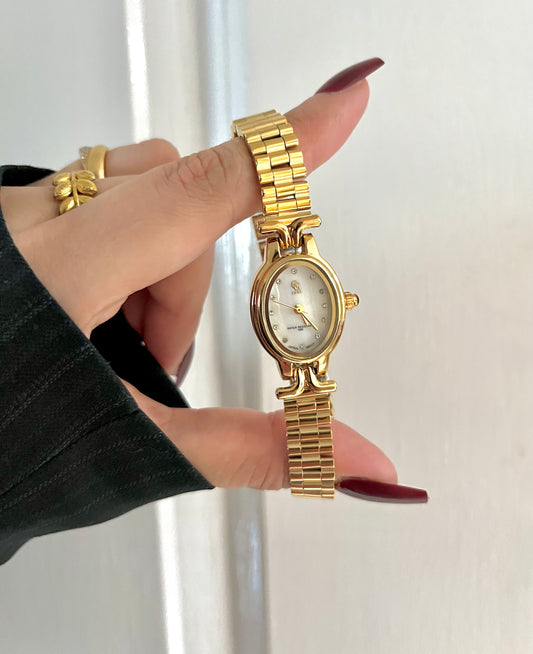 GOLD X WHITE DIAL WATCH WATER RESISTANT