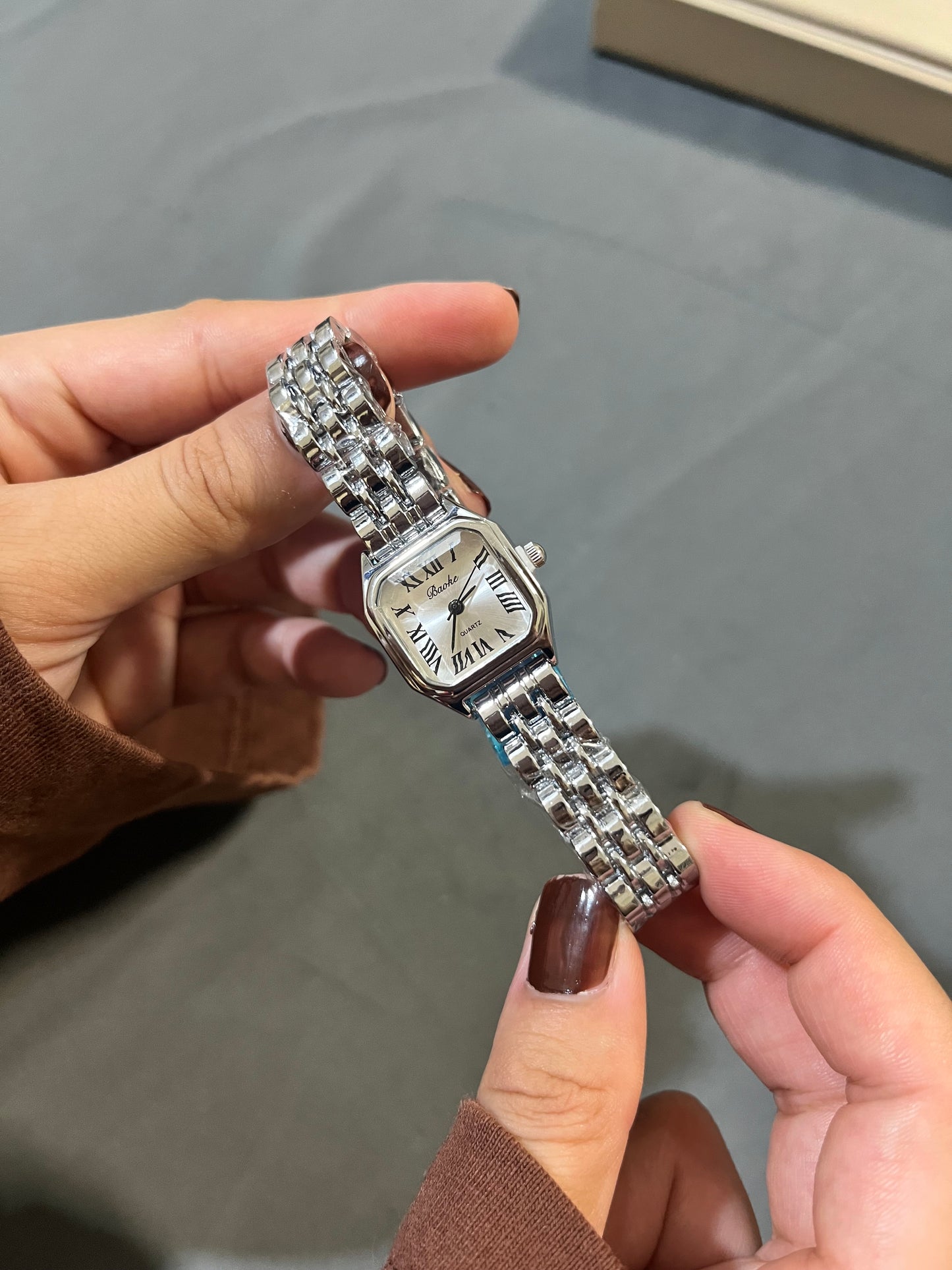 Isabella Square Watch-silver dial