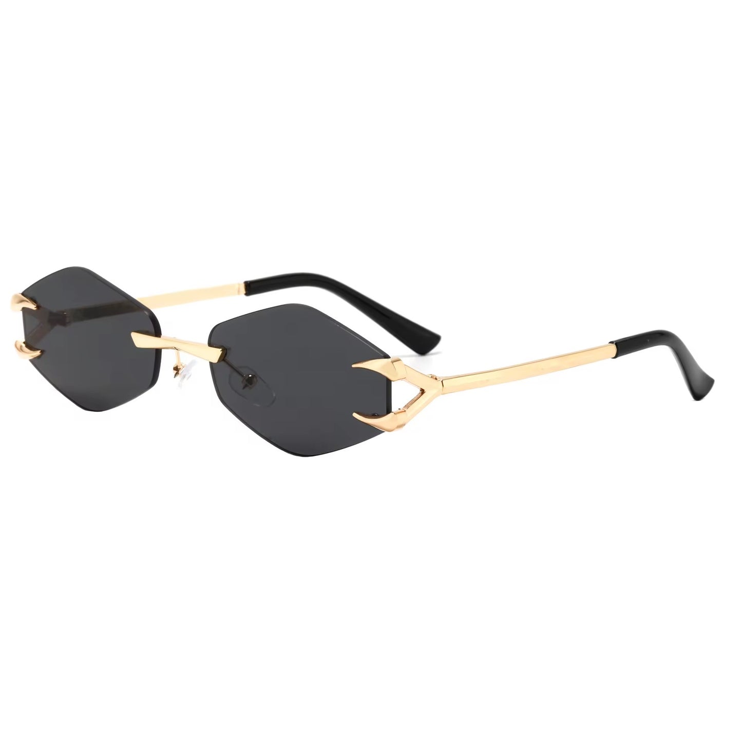 UNIQUE RIMLESS HEXAGON SHADES-Black Lens