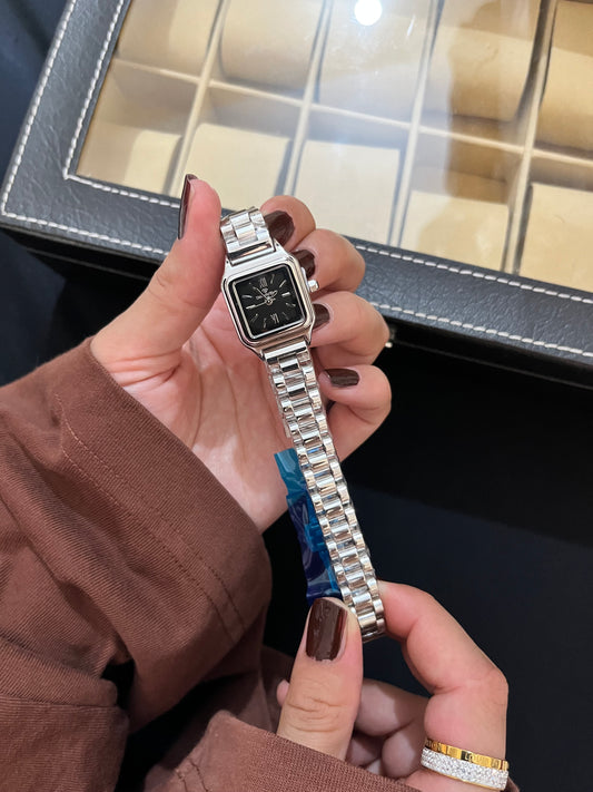 Aetherald Silver X Black Dial Watch