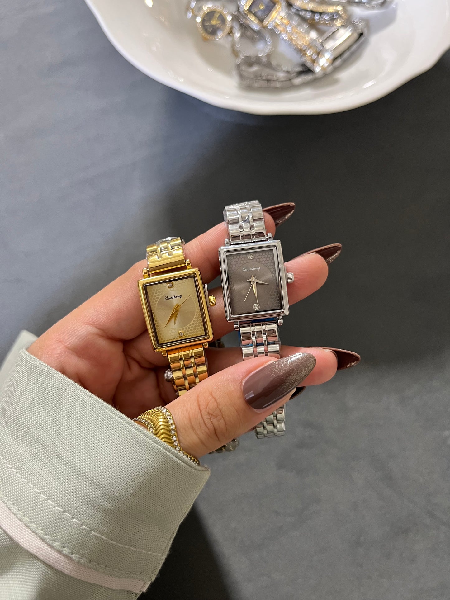 Estelle Golden Rectangular Watch