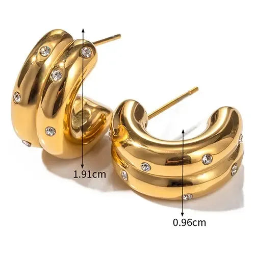 CHARLEY DOUBLE HUGGIE HOOPS-18k