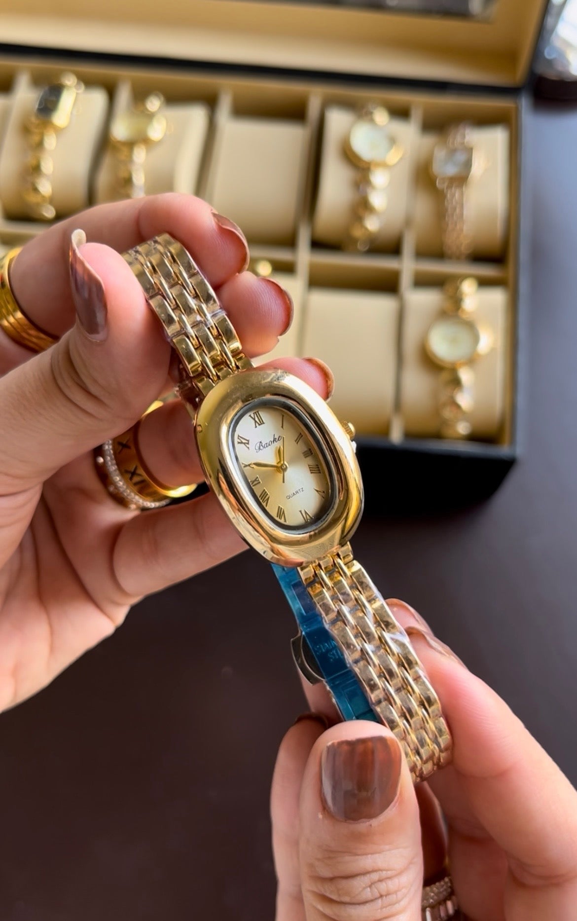 Two Tone Golden Merlot Watch