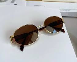 SHEIN METAL RETRO WOMEN OVAL SHADES-Brown Lens