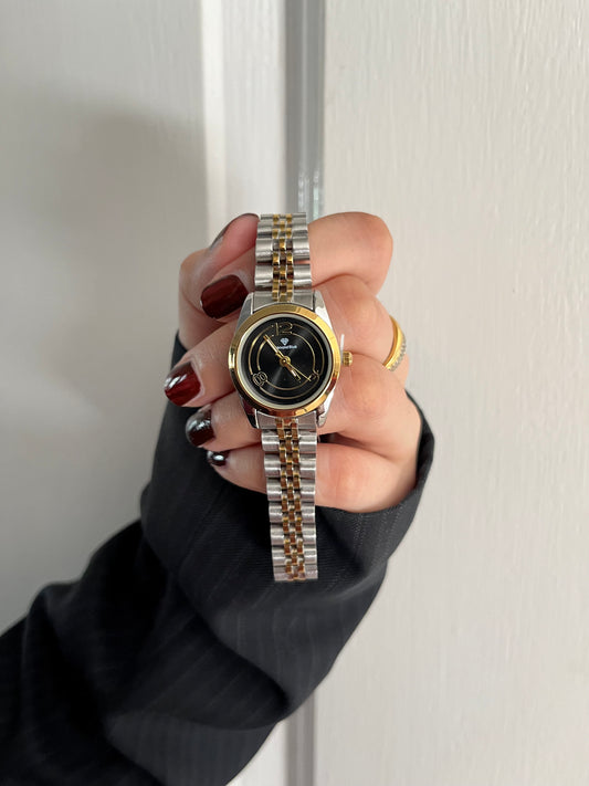 PREMIUM SILVERxGOLD PRX WATCH-Black Dial