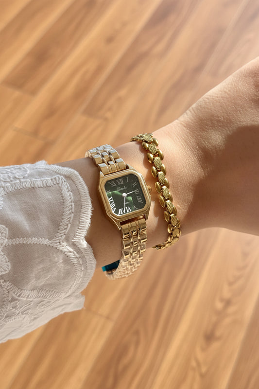 ISABELLA SQUARE WATCH-Emerald Dial