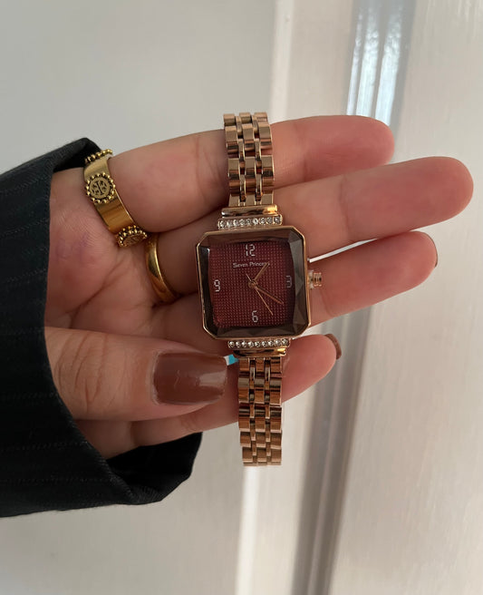 REGAL SQUARE WATCH (Mehroon dail)