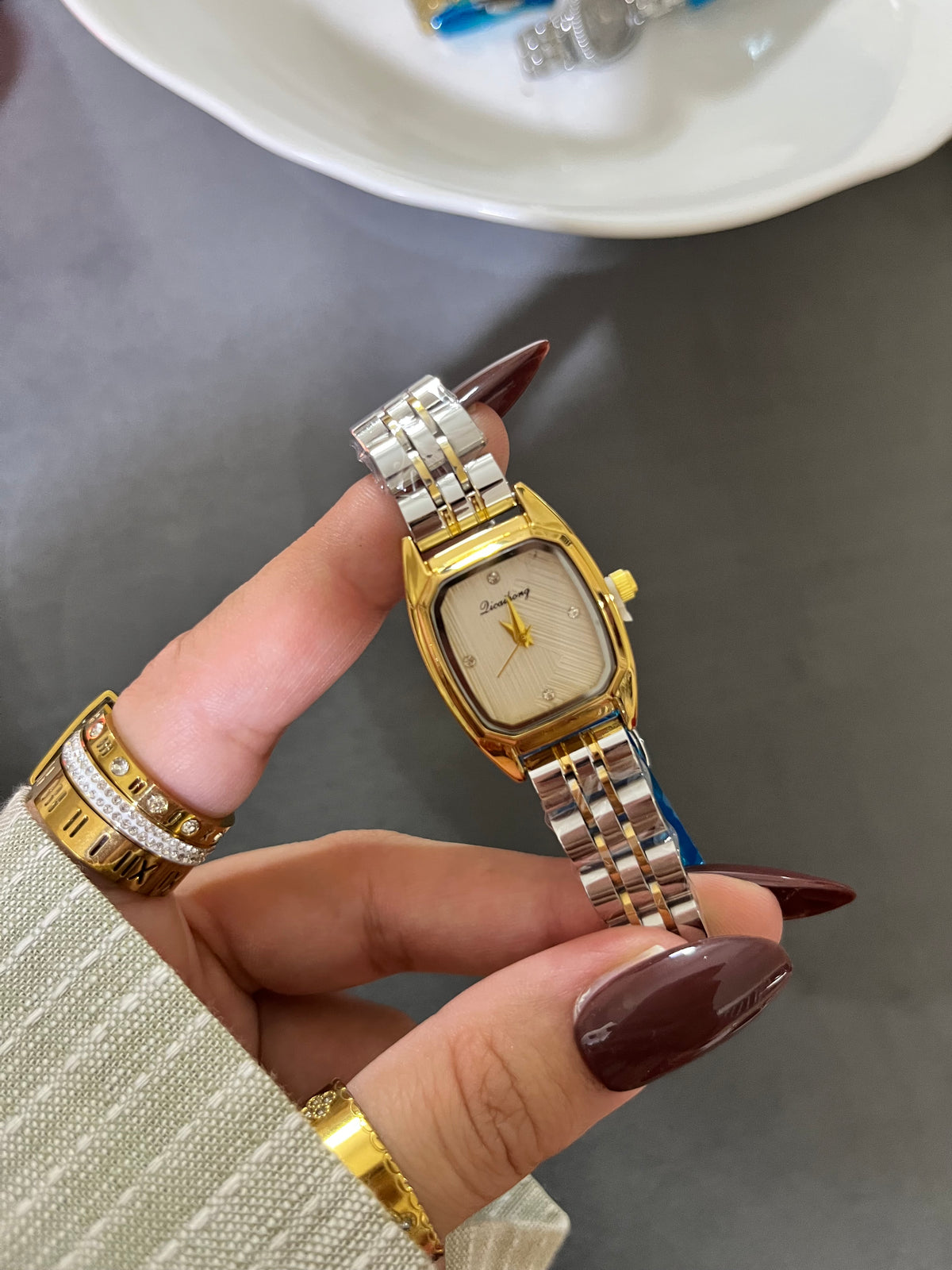 Two Tone  Whisper Square Watch