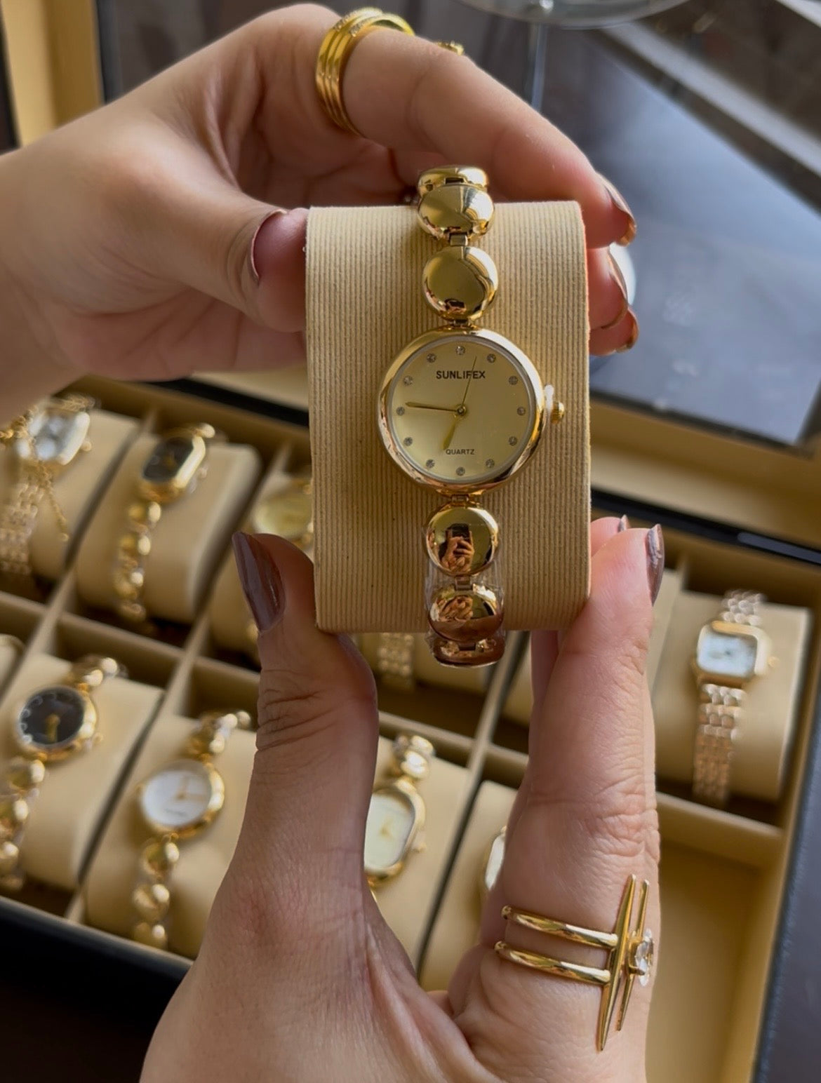 HOURIA RHINESTONES WATCH-Gold Dial