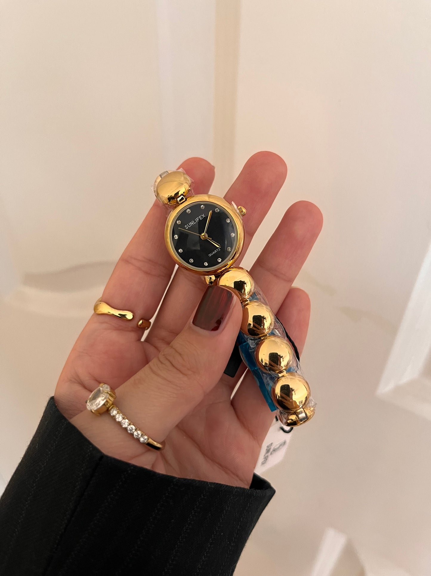 HOURIA RHINESTONES WATCH-Black Dial