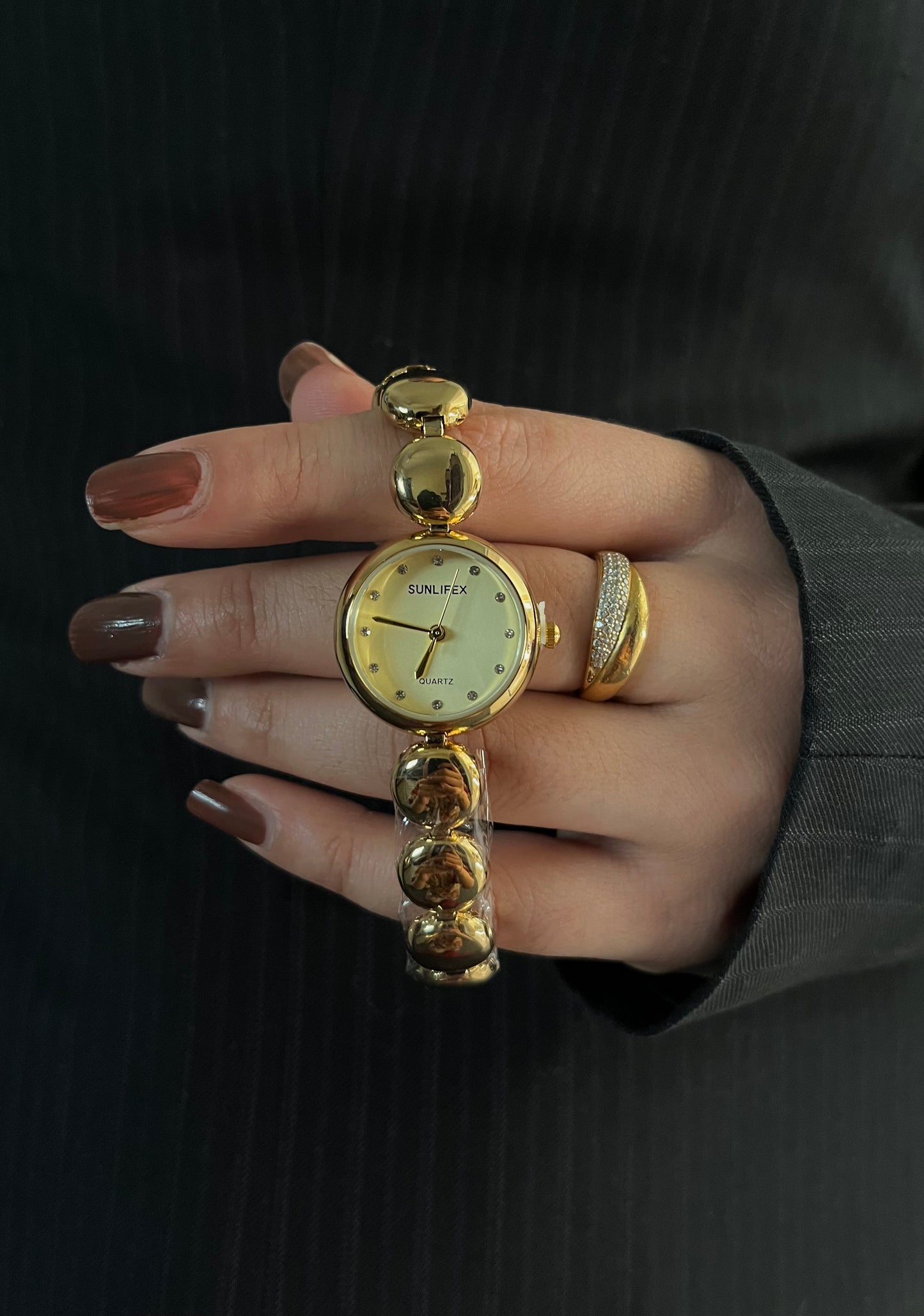HOURIA RHINESTONES WATCH-Gold Dial