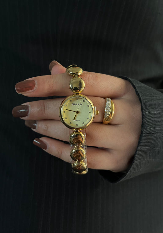HOURIA RHINESTONES WATCH-Gold Dial