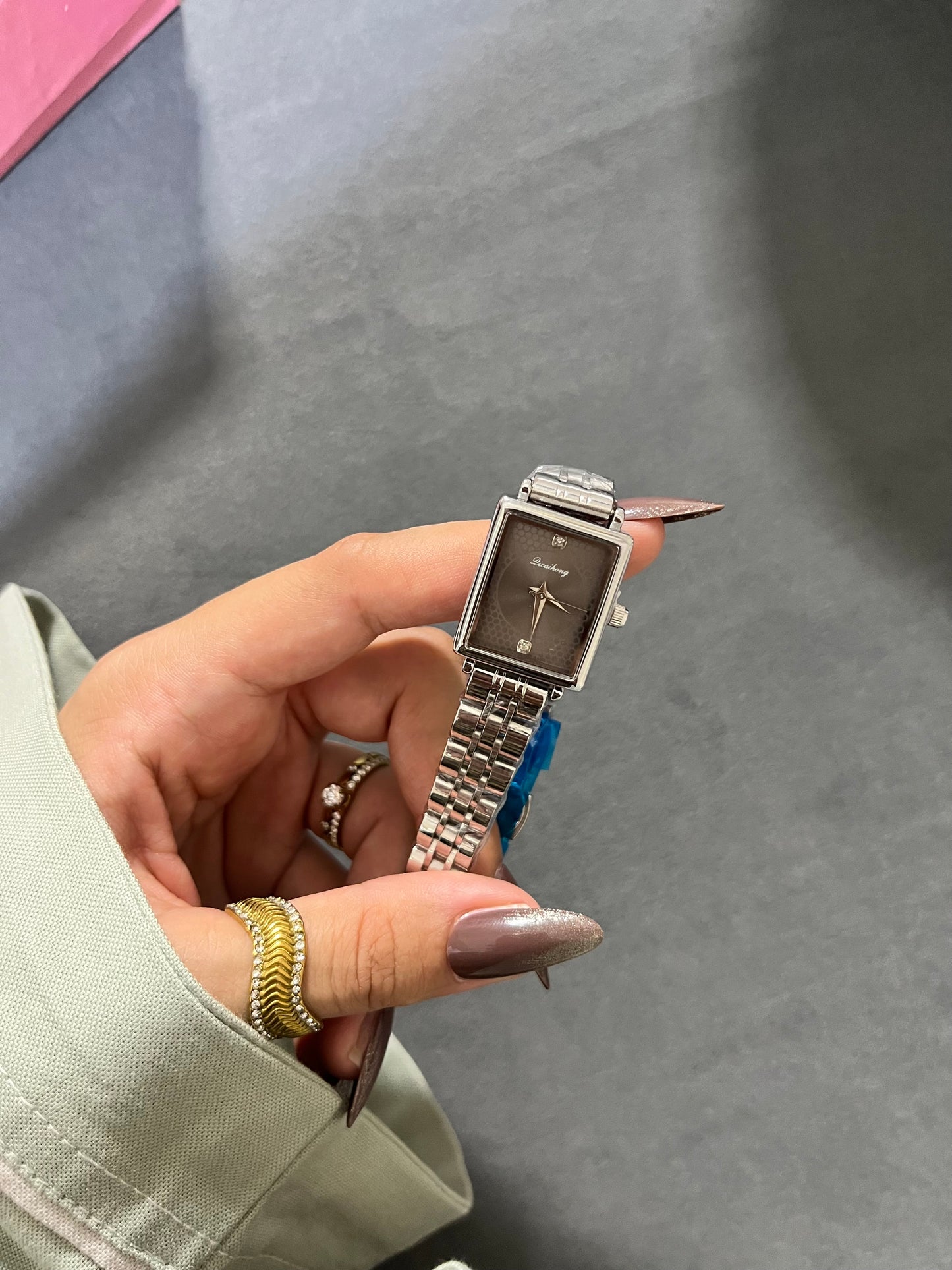 Estelle Grey Rectangular Watch