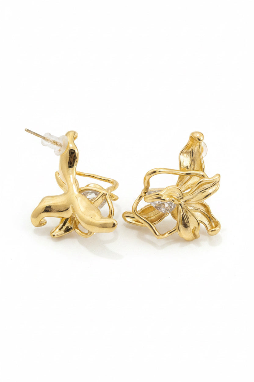 PETITE LOTUS EARRINGS-14k