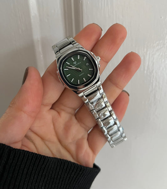 SILVER x GREEN Grace Watch