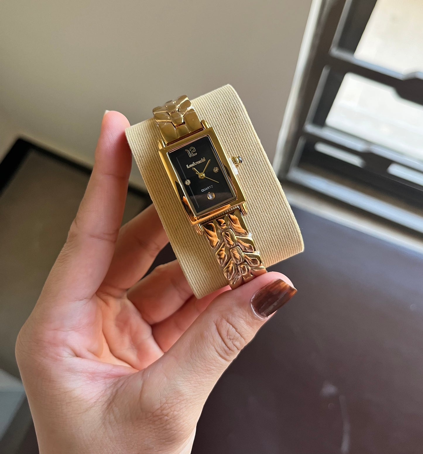Rectangular Grace Black Dial Watch