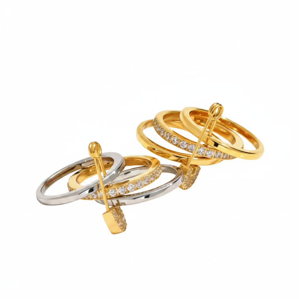 PINNED WITH DIAMONDS STACK RING-18k