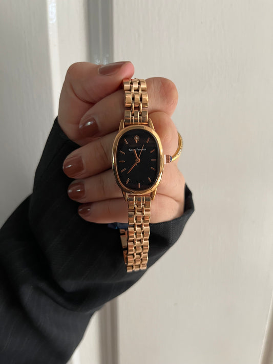 ISABELLA OVAL LUXURY WATCH-Black Dial