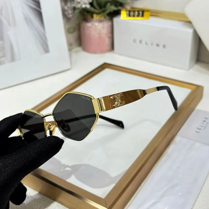 METAL RETRO WOMEN OVAL SHADES-Black Lens
