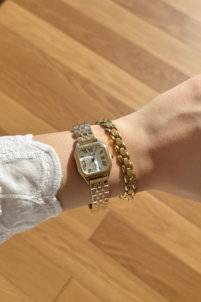 ISABELLA SQUARE LUXURY WATCH-White Dial