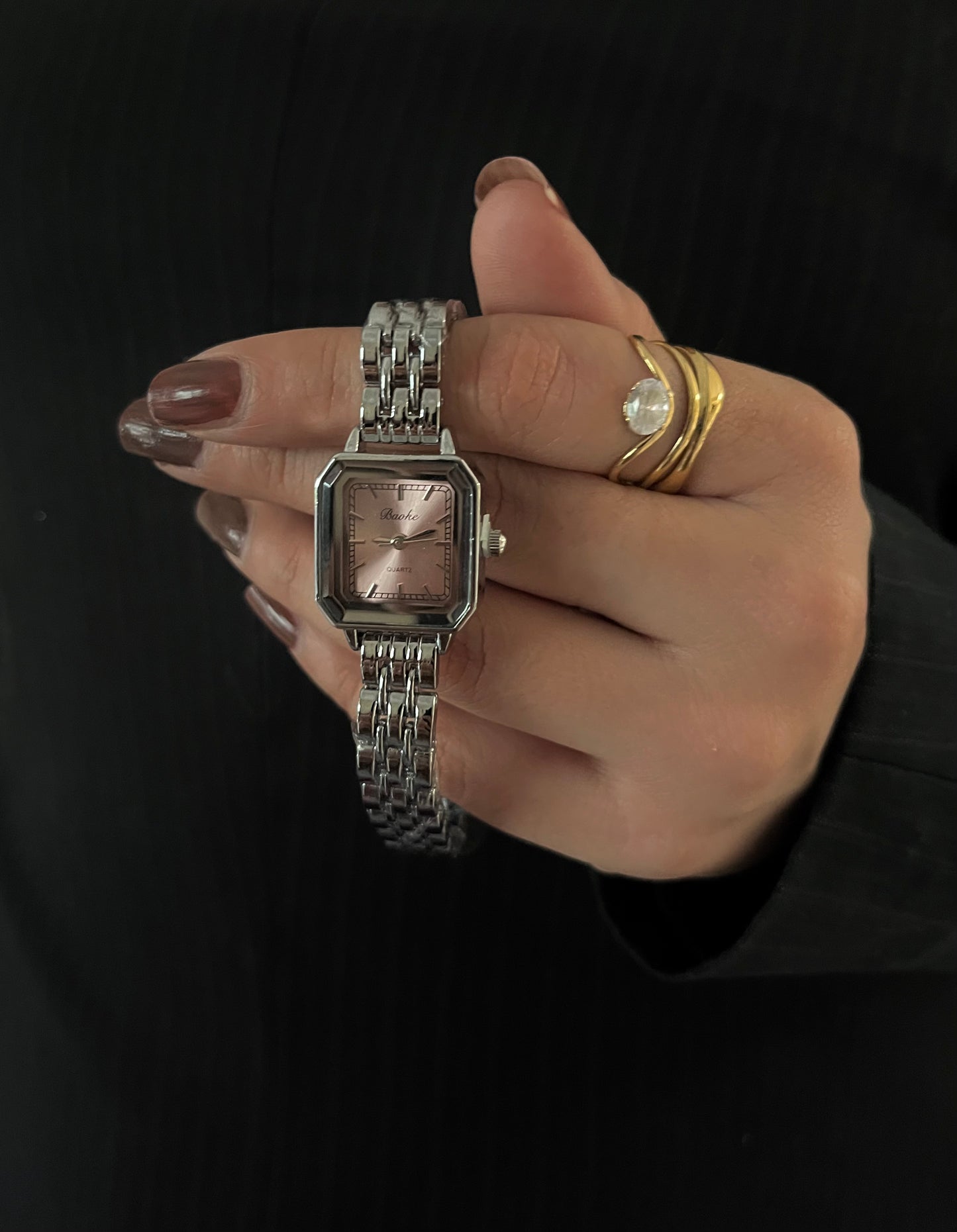 ISABELLA SQUARE LUXURY WATCH-Pink Dial