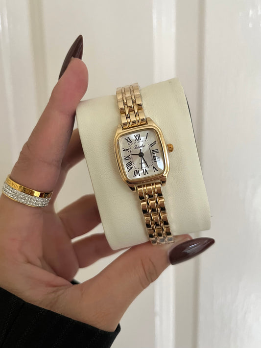 Isebella Square Luxury Watch-White Dial