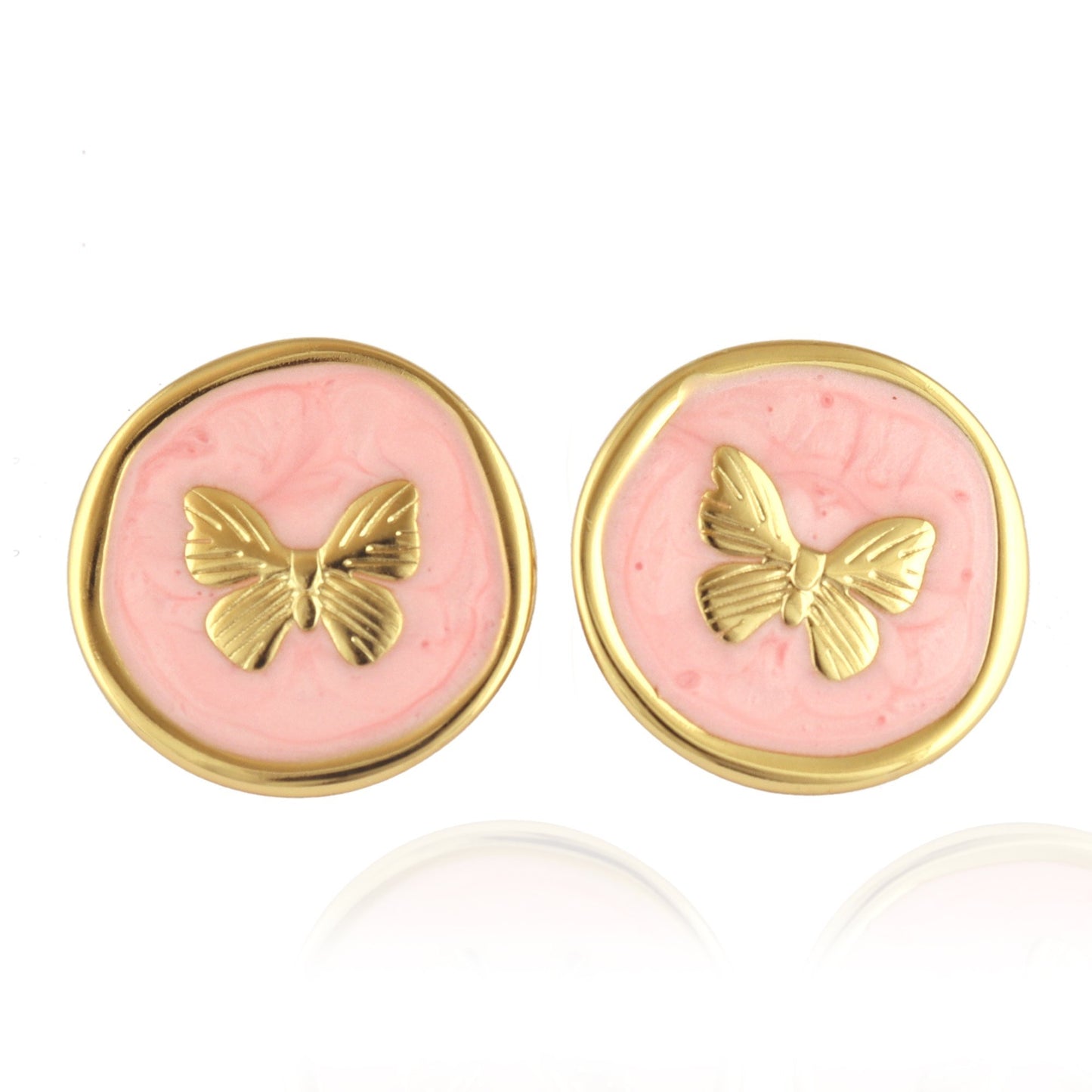Pink Aura Butterfly Studs
