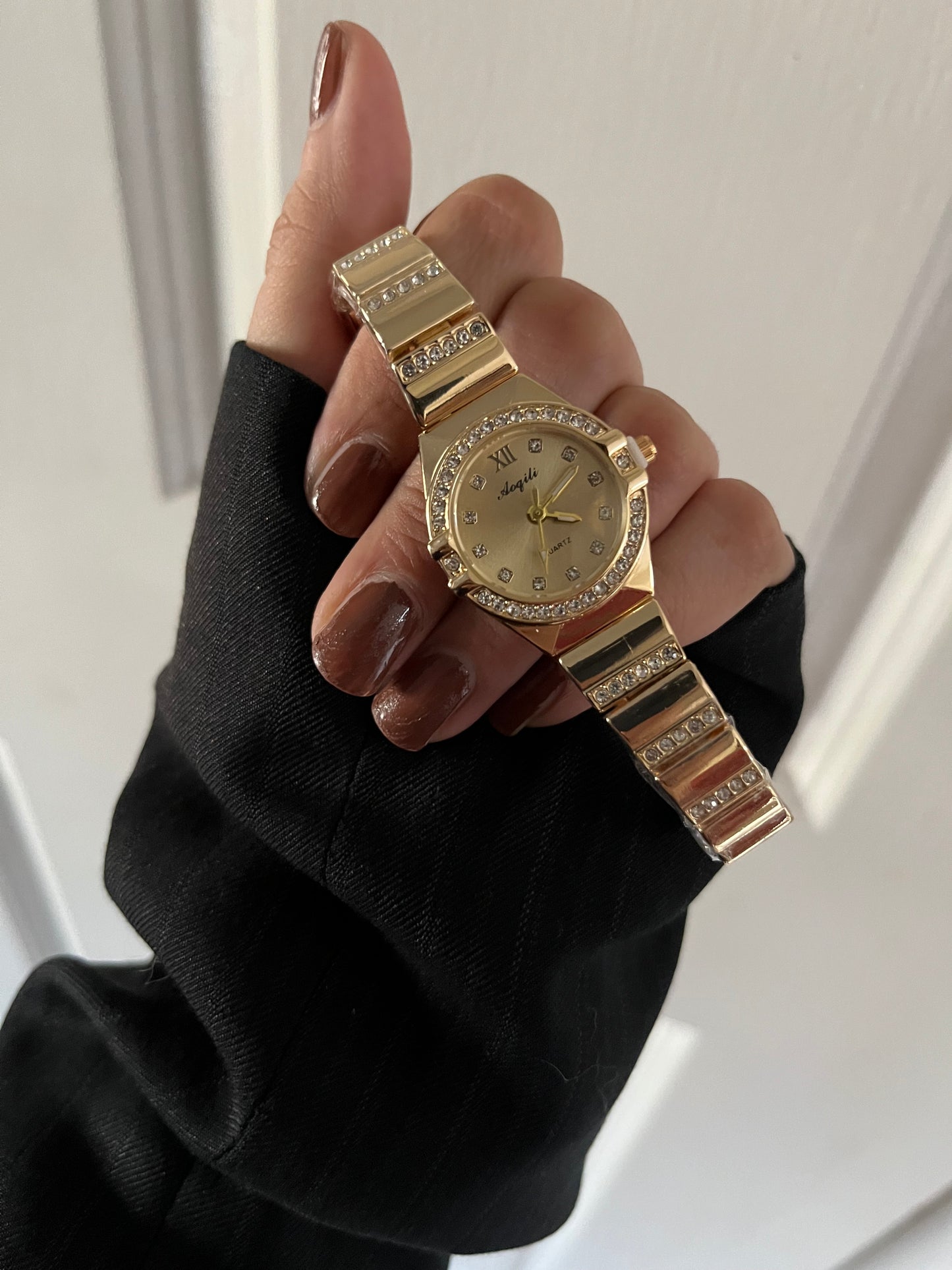 Crystal Studded Golden Dail Watch